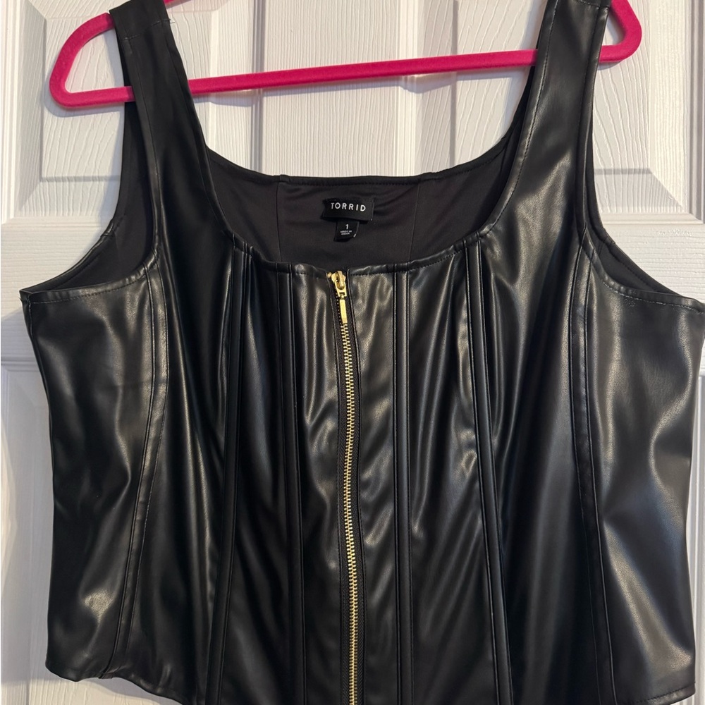Torrid Black cropped Corset with Gold Zipper